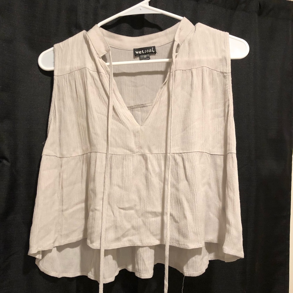 Grey wet seal crop top